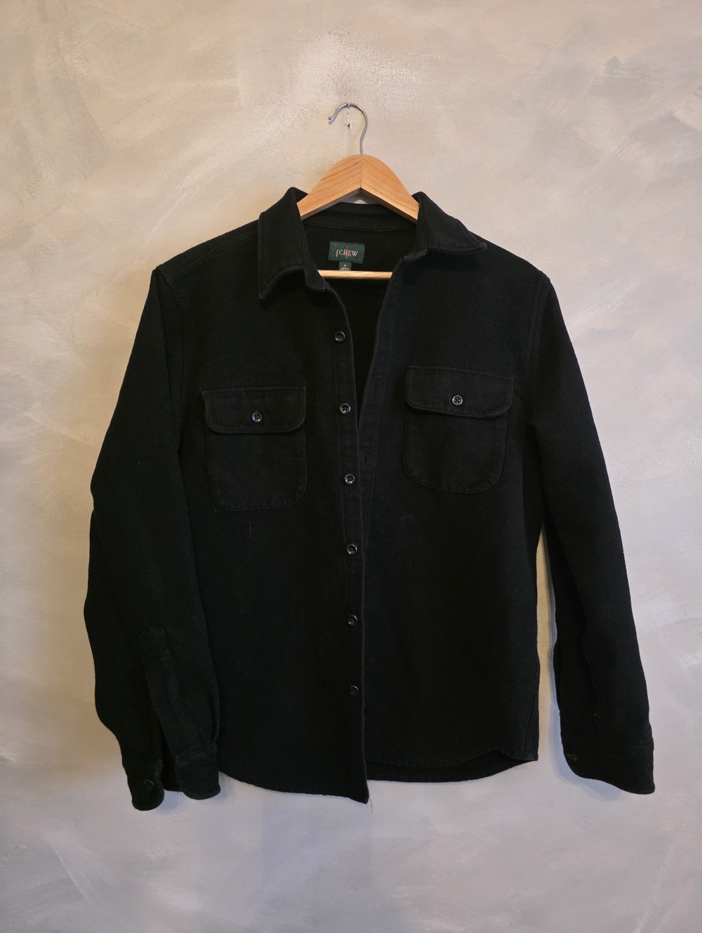 J. Crew Black Mens M Heavyweight Chamois Flannel Cotton Shirt Button Down